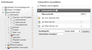 Auswahl der Datensätze