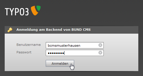 Zugang zum Backend